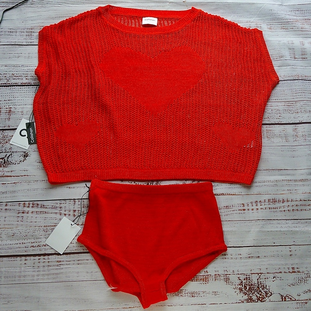 Callahan Knit Set Oversized Shirt and Shorts Coverup NWT Size Large $155 MSRP